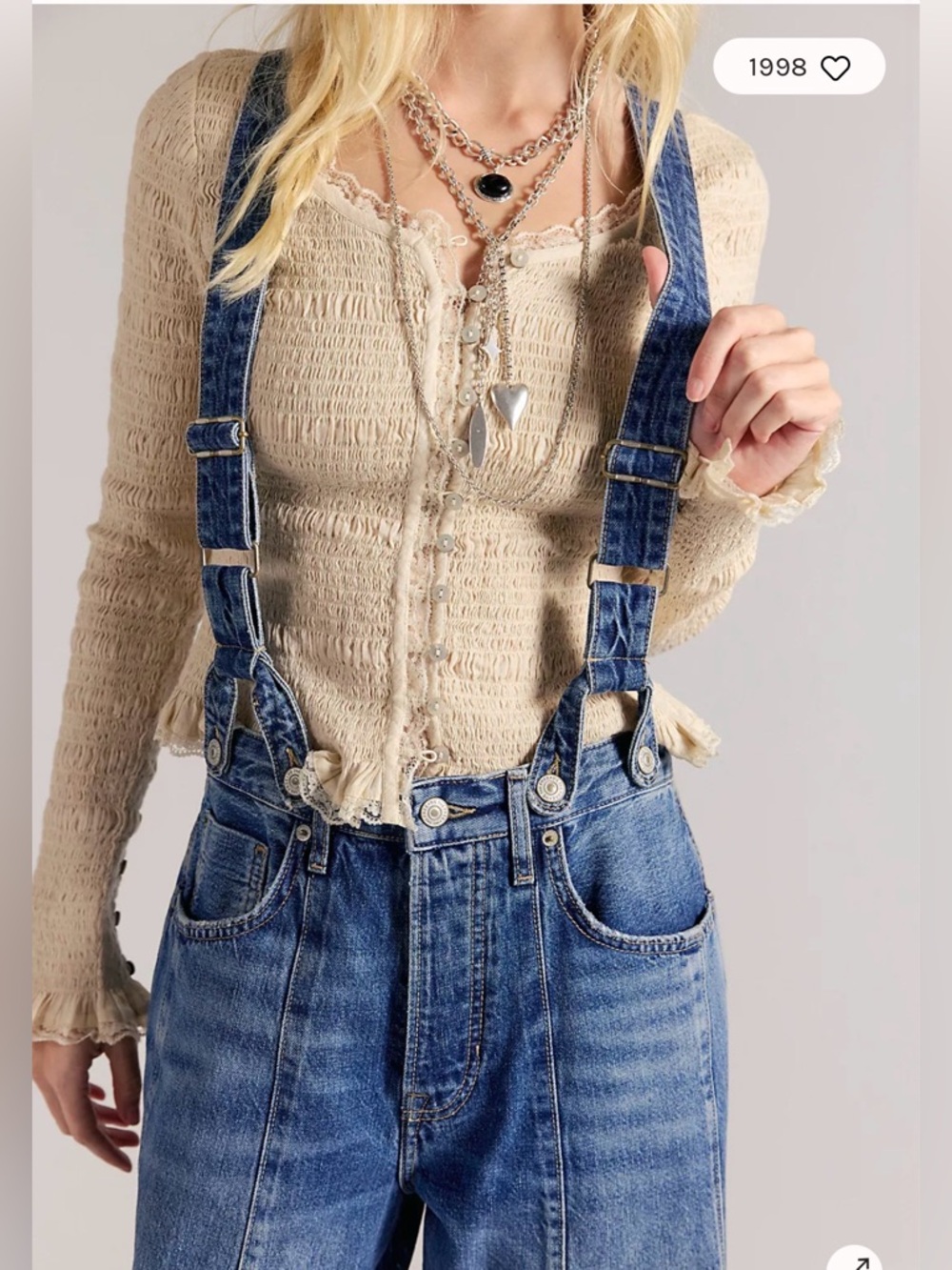 Free People We The Free Berkley Suspender Jeans. NWT. Varsity blues - Picture 12 of 12